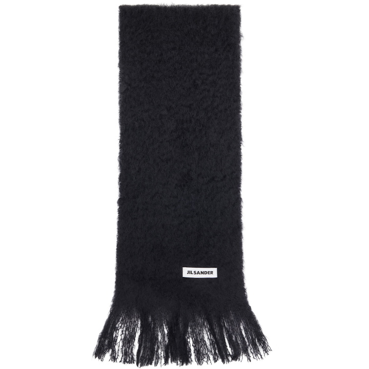 Photo: Jil Sander Black Plain Mohair Wool Scarf