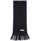 Jil Sander Black Plain Mohair Wool Scarf