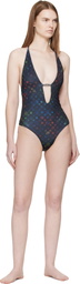 Casablanca Black Monogram Plunge Swimsuit