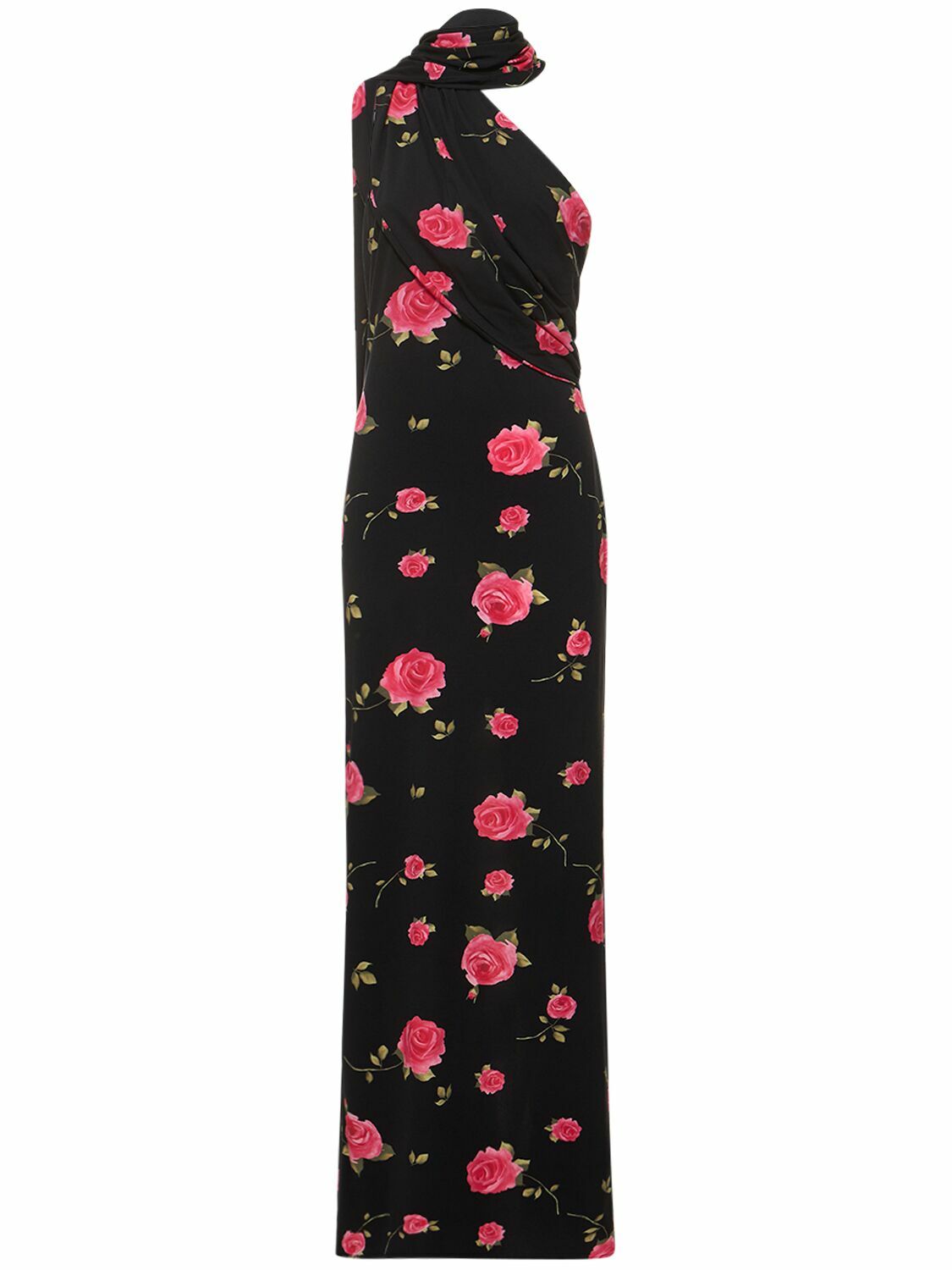 MAGDA BUTRYM - Rose Print Jersey Long Dress W/scarf Magda Butrym