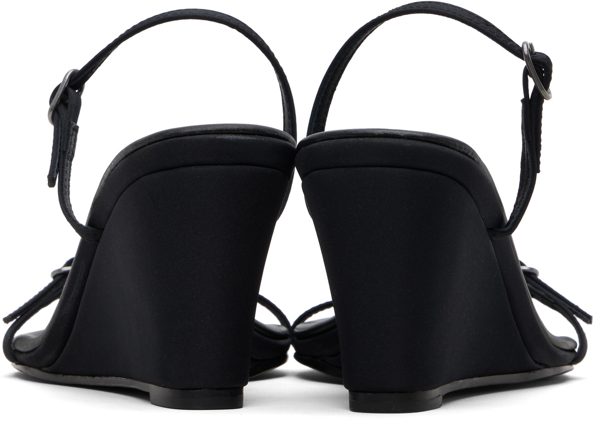 St. Agni Black Petit Belt Detail Wedge Heeled Sandals