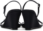 St. Agni Black Petit Belt Detail Wedge Heeled Sandals