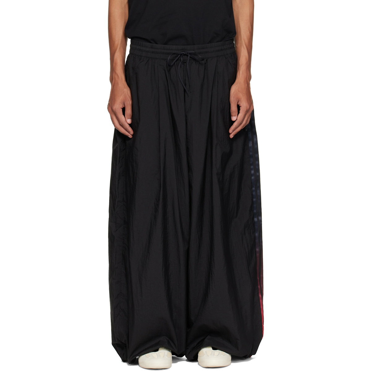 Y-3 Black Gradient 3-Stripes Nylon Wide Trousers