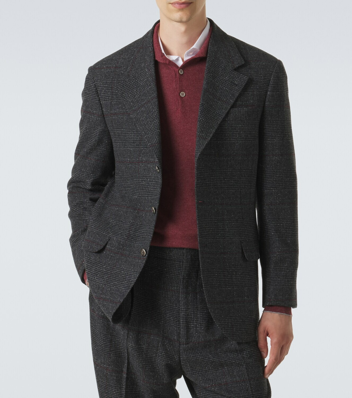 Brunello Cucinelli Checked silk, wool, and cashmere suit
