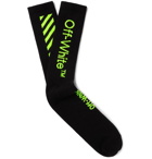 Off-White - Logo-Intarsia Stretch-Knit Socks - Black