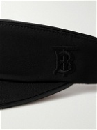 Burberry - Logo-Embroidered Leather-Trimmed Cotton-Gabardine Visor - Black