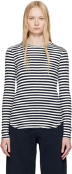 YMC Navy & White Earth Stripe T-shirt