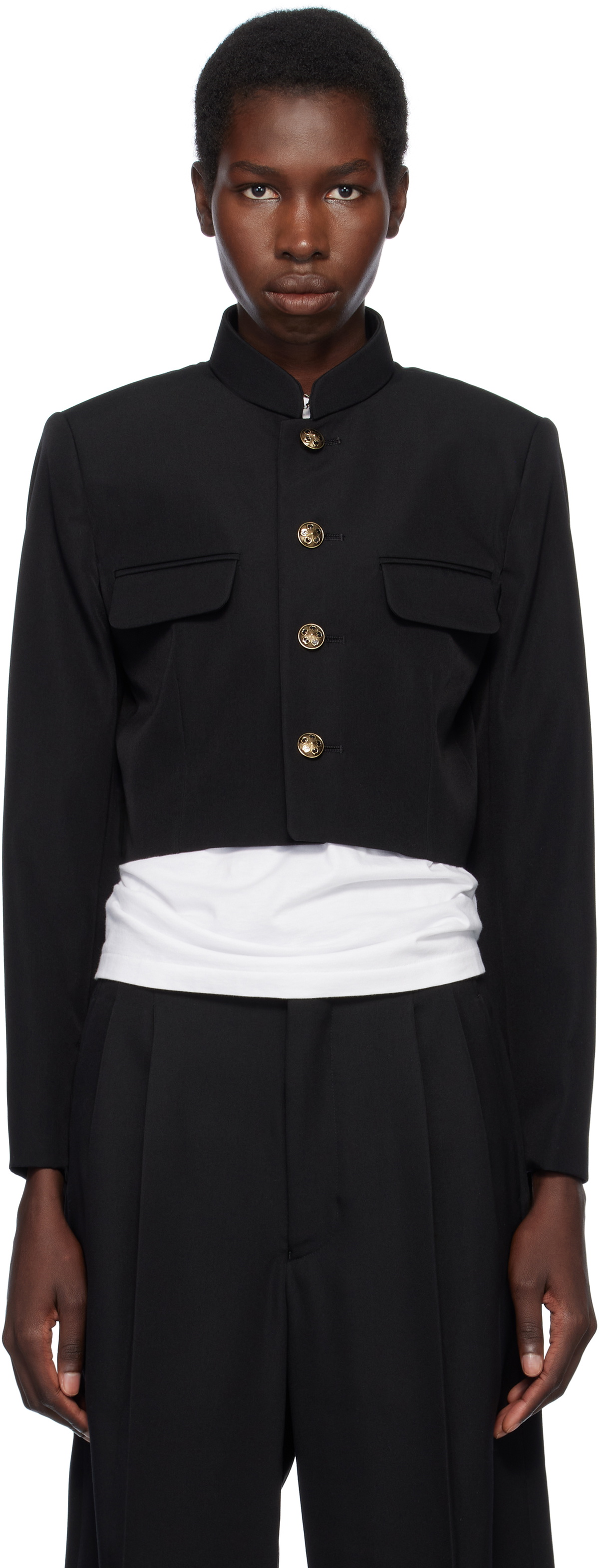 Comme des Garçons Girl Black Wool & Polyester Doeskin Blazer
