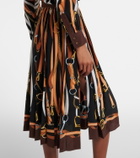 Gucci Printed tie-neck silk shirt dress
