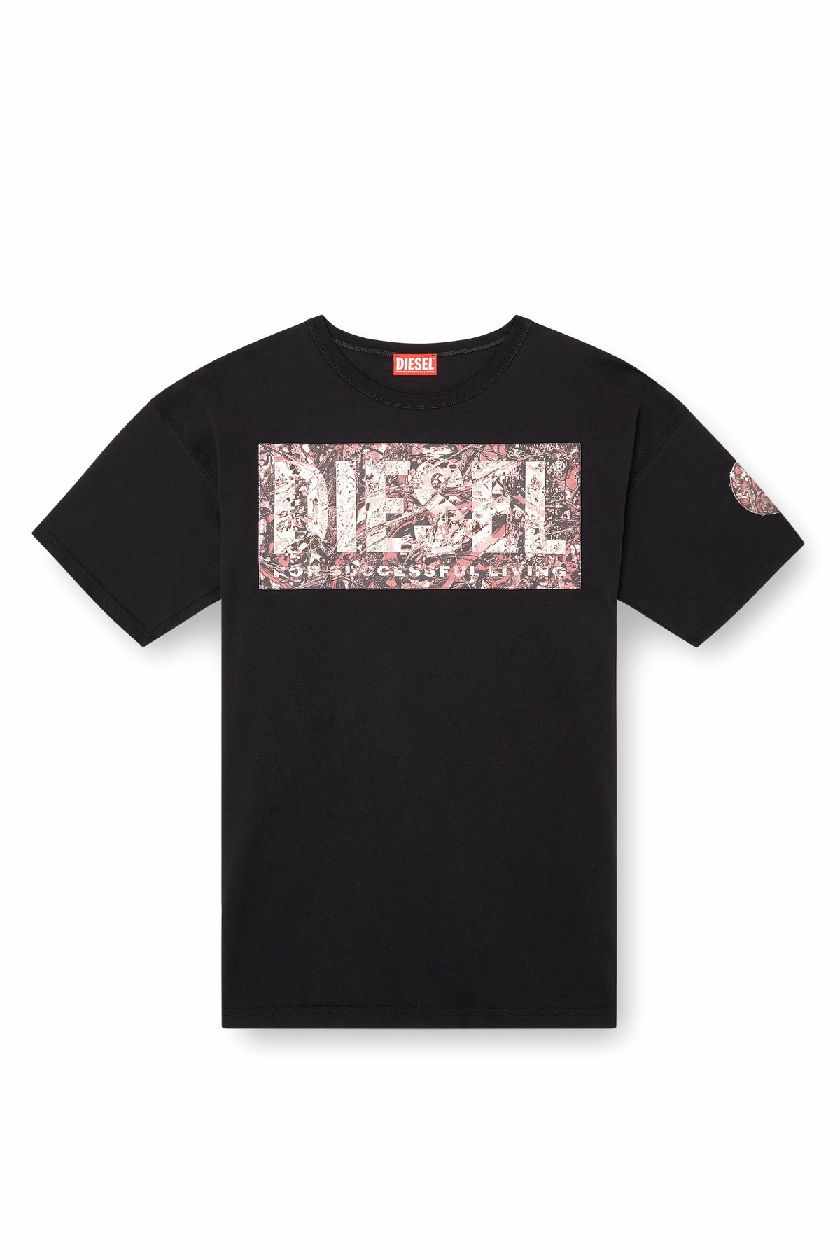 Diesel T-shirt with large gabardine patch logo - T-Shirts Mens in Black