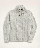 Brooks Brothers Men's Merino Wool Mock Neck Aran Cable Sweater | Grey