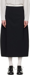 AMOMENTO Black Curved Silhouette Midi Skirt