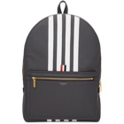 Thom Browne Grey Structured 4-Bar Stripe Backpack