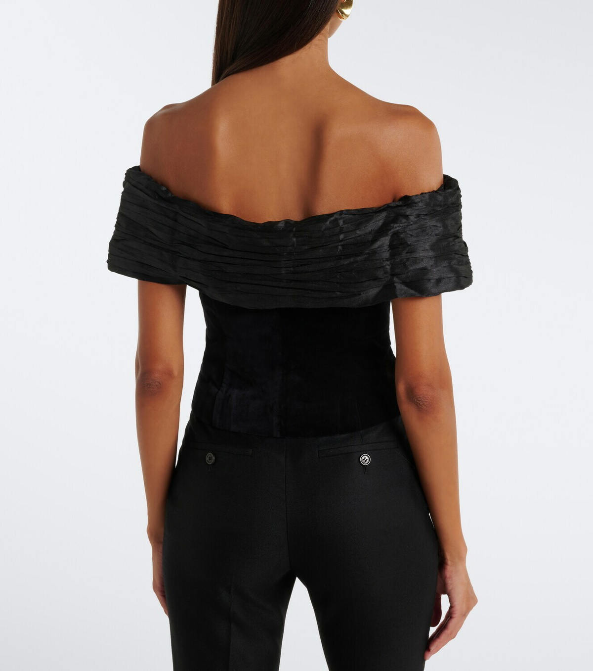 Rixo Chime off-shoulder cotton velvet top