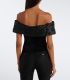 Rixo Chime off-shoulder cotton velvet top