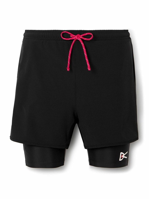 Photo: DISTRICT VISION - Layered Straight-Leg Logo-Print Shell and Stretch Recycled-Jersey Shorts - Black