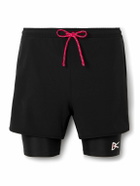 DISTRICT VISION - Layered Straight-Leg Logo-Print Shell and Stretch Recycled-Jersey Shorts - Black