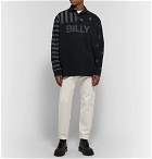 BILLY - Denim-Trimmed Printed Cotton-Jersey Rugby Shirt - Black