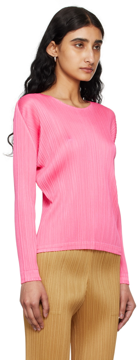 PLEATS PLEASE ISSEY MIYAKE 長袖シャツピンクSize4 PLEATS PLEASE ISSEY MIYAKE Pink Monthly Colors February Long