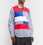 Comme des Garçons HOMME - Slim-Fit Panelled Printed Cotton-Jersey and Checked Cotton-Poplin Shirt - Blue