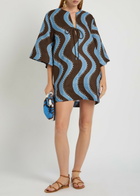 Alemais Frankie Printed Linen Mini Dress Blue