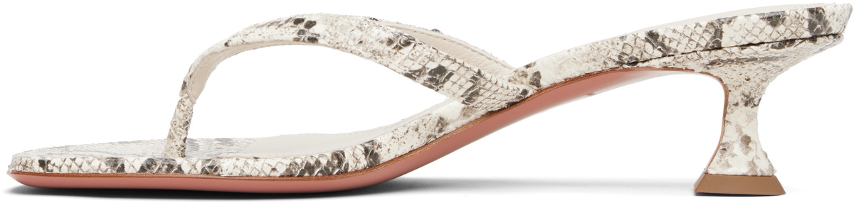 Amina Muaddi Off-White Juliette Thong 45 Heeled Sandals