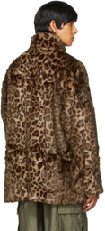 Needles Brown Faux-Fur Leopard Car Coat