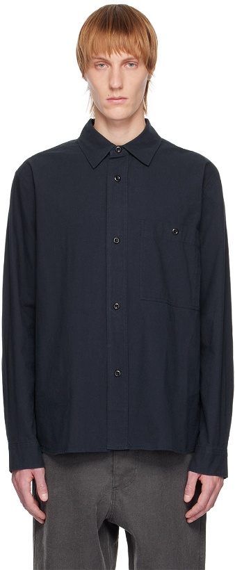 Photo: MHL by Margaret Howell Navy Brushed Shirt