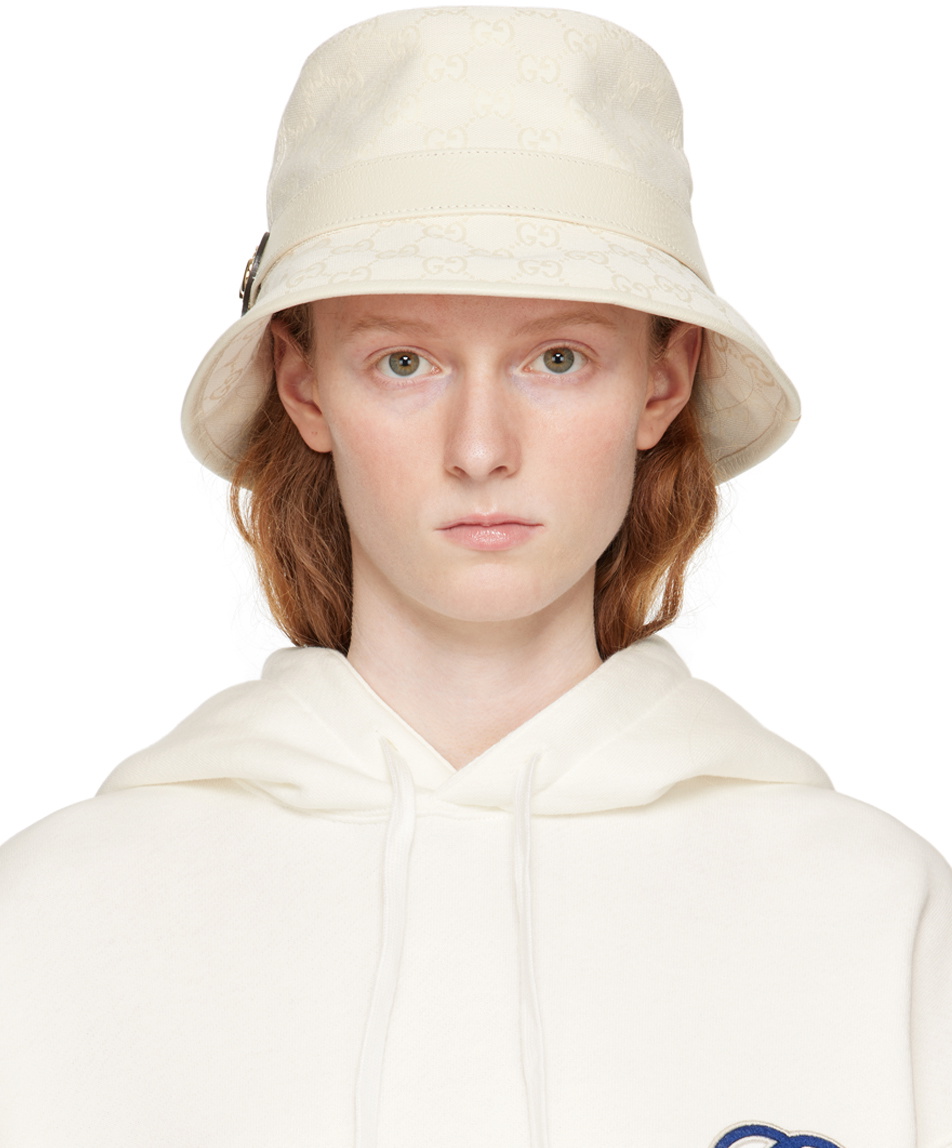 White Womens Large GG Bucket Hat Gucci | Accessories | White Womens Large Gg Bucket Hat  main image 3