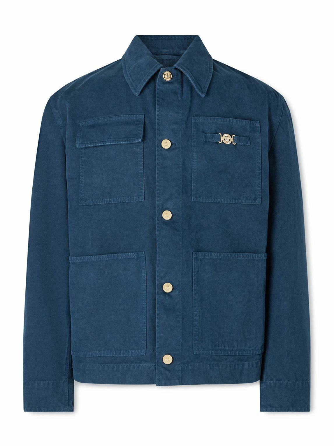 Versace - Embellished Cotton-Canvas Blouson Jacket - Blue