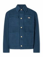 Versace - Embellished Cotton-Canvas Blouson Jacket - Blue