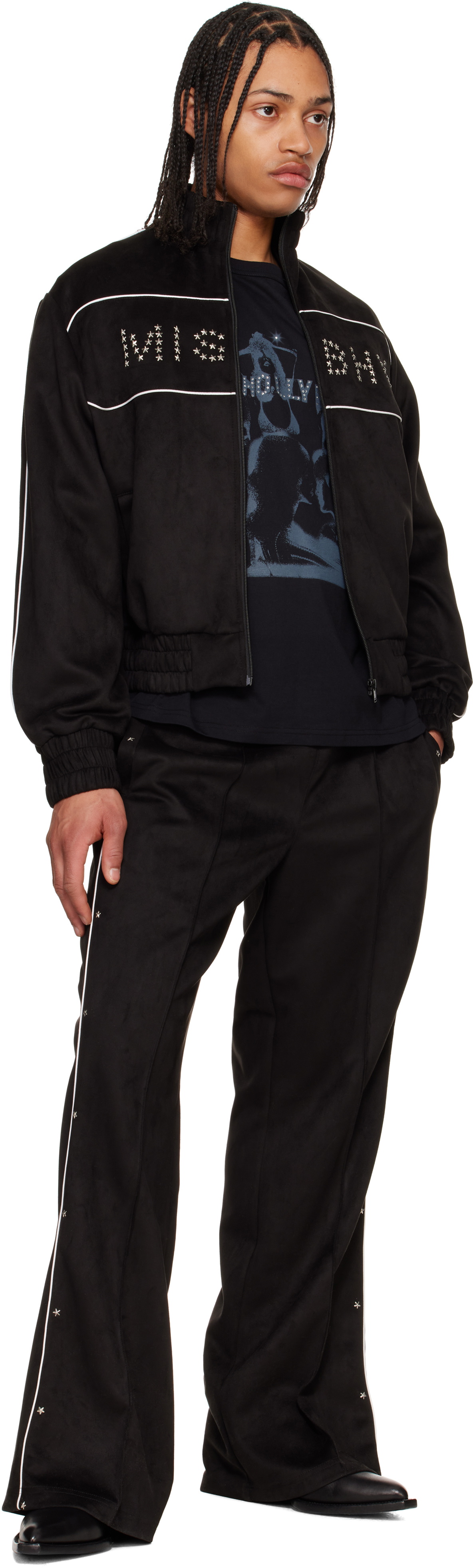 MISBHV Black Star Faux Suede Track Jacket
