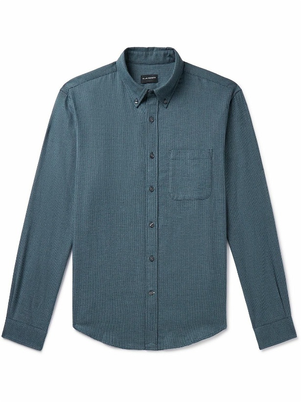 Photo: Club Monaco - Slim-Fit Button-Down Collar Puppytooth Cotton-Flannel Shirt - Blue