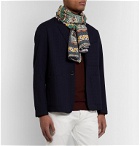 Drake's - Printed Cotton, Modal and Cashmere-Blend Scarf - Blue