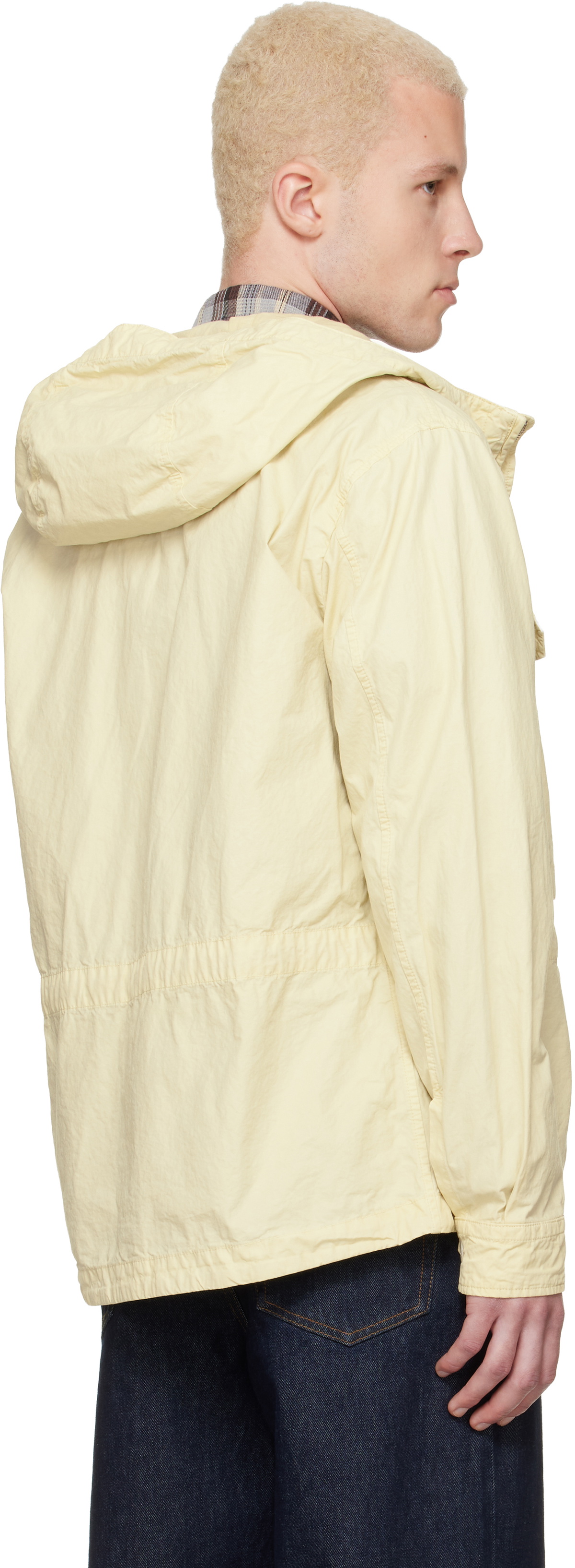 C.P. Company Beige Micro-Reps Hooded Lens Overshirt