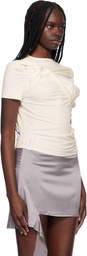 Rokh Off-White Twisted Knot Half Sleeve T-shirt