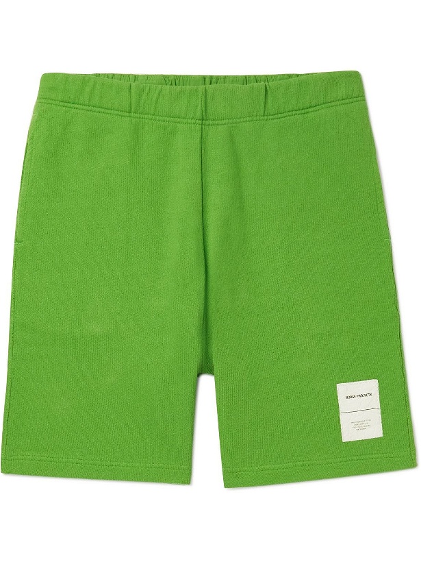Photo: Norse Projects - Vanya Straight-Leg Logo-Appliquéd Organic Cotton-Jersey Shorts - Green