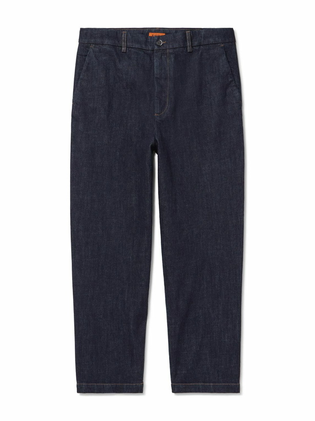 Photo: Barena - Canasta Straight-Leg Cotton-Blend Trousers - Blue