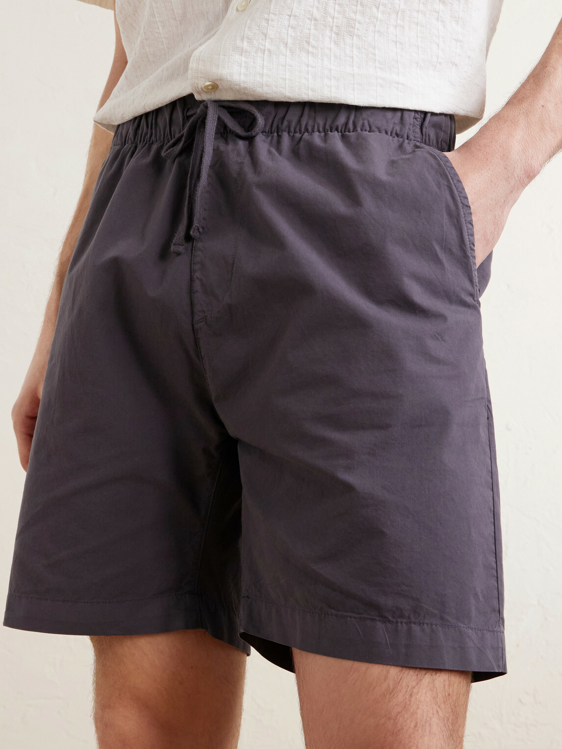 Hartford - Joggy Straight-Leg Cotton Drawstring Shorts - Blue