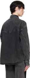Mugler Black Washed Denim Overshirt