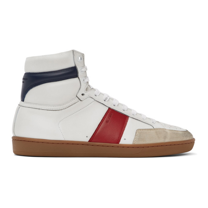 Photo: Saint Laurent White and Red Court Classic SL/10H Sneakers