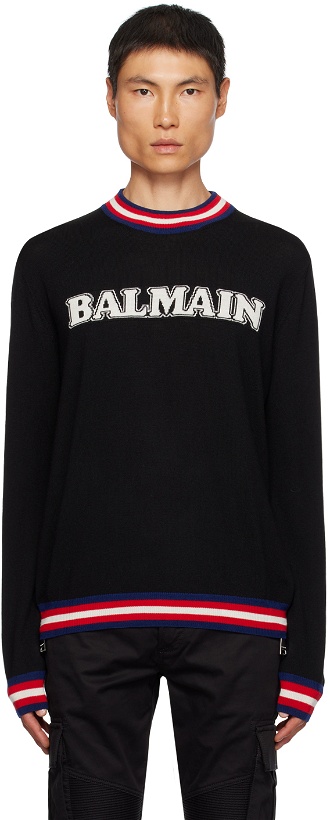 Photo: Balmain Black Jacquard Sweater