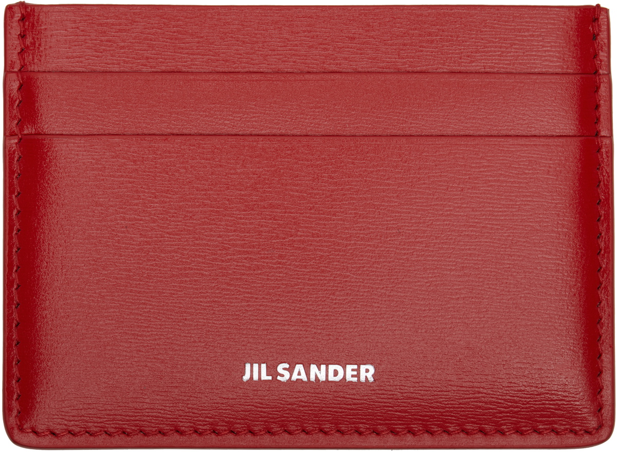 Jil Sander Red Logo Stamp Card Holder