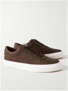 Moncler - Monclub Embroidered Suede Sneakers - Brown