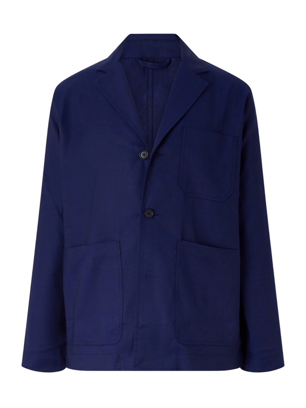 Photo: Frescobol Carioca - Lima Linen and Wool-Blend Suit Jacket - Blue
