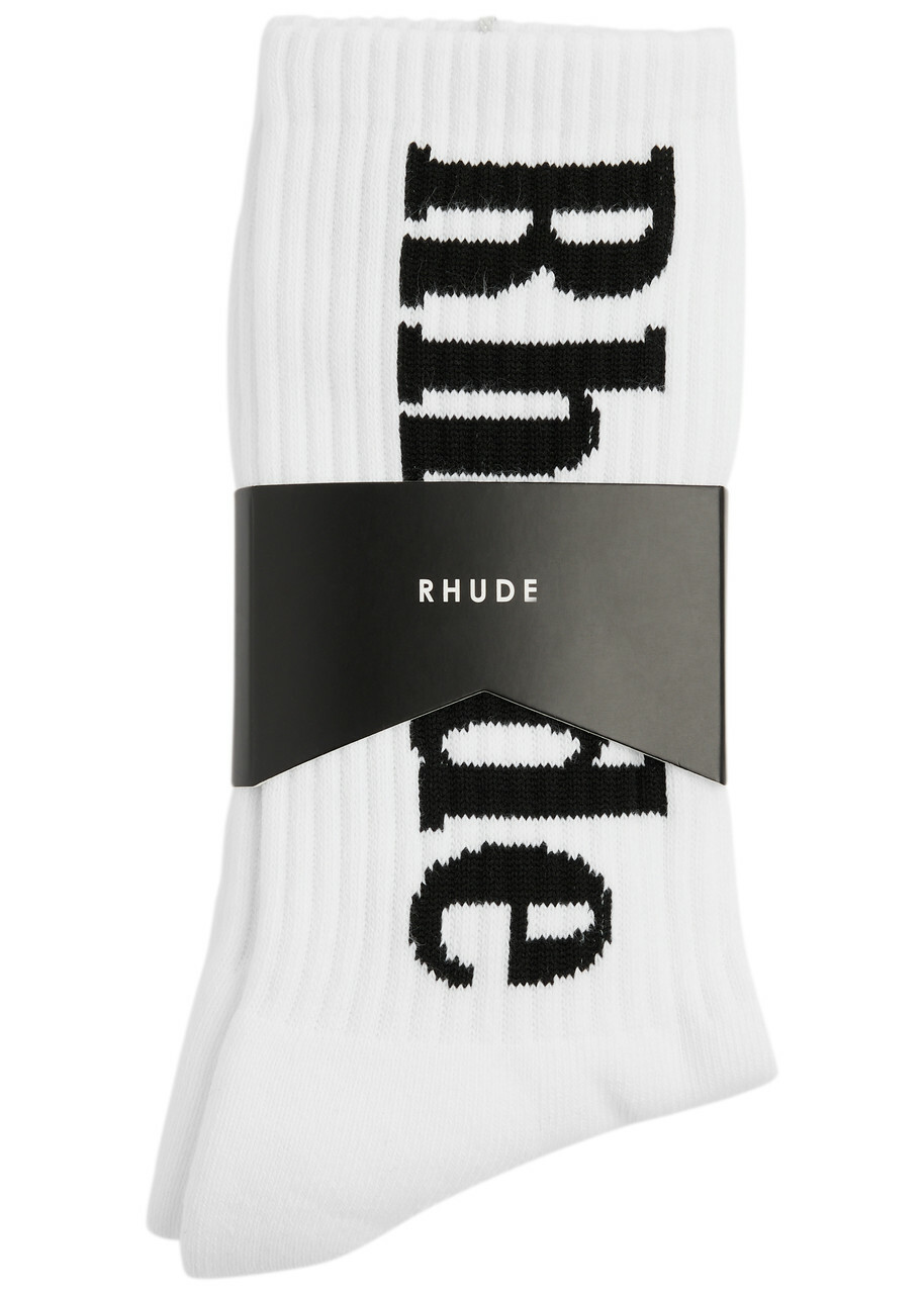 Rhude Moonlight Logo Cotton-blend Socks - White - One Size