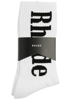 Rhude Moonlight Logo Cotton-blend Socks - White - One Size