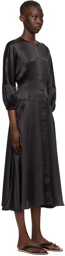 Le Kasha Black Silk Karamay Corested Dress
