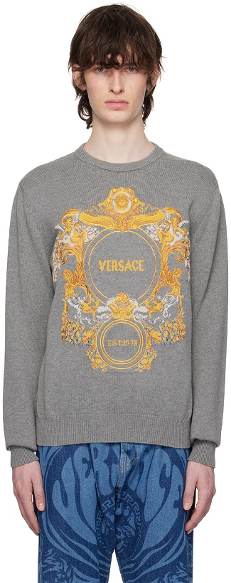 Photo: Versace Gray Baroque Sweater