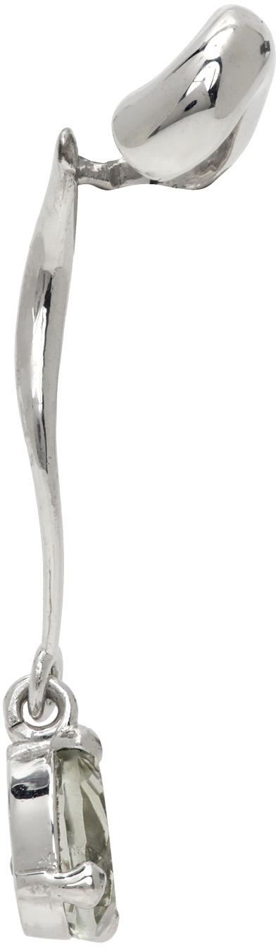 Alan Crocetti Silver Nano Green Drop Left Ear Cuff